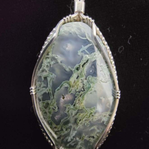 Carey Moss Agate Pendant (Wire Wrapped) 