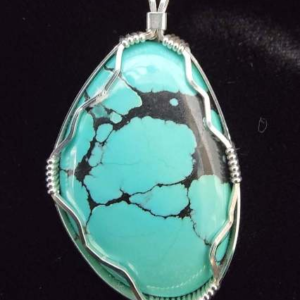 Himalayan Turquoise Pendant (Wire Wrapped) 