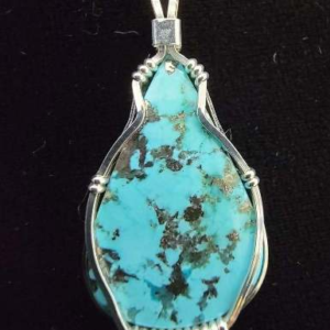 Persian Turquoise Pendant (Wire Wrapped) 