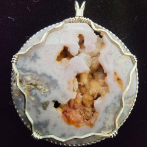 Imperial Plume Agate Pendant (Wire Wrapped) 