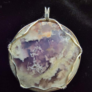 Imperial Plume Agate Pendant (Wire Wrapped) 