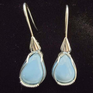 Owyhee Blue Opal Earrings (Wire Wrapped) 