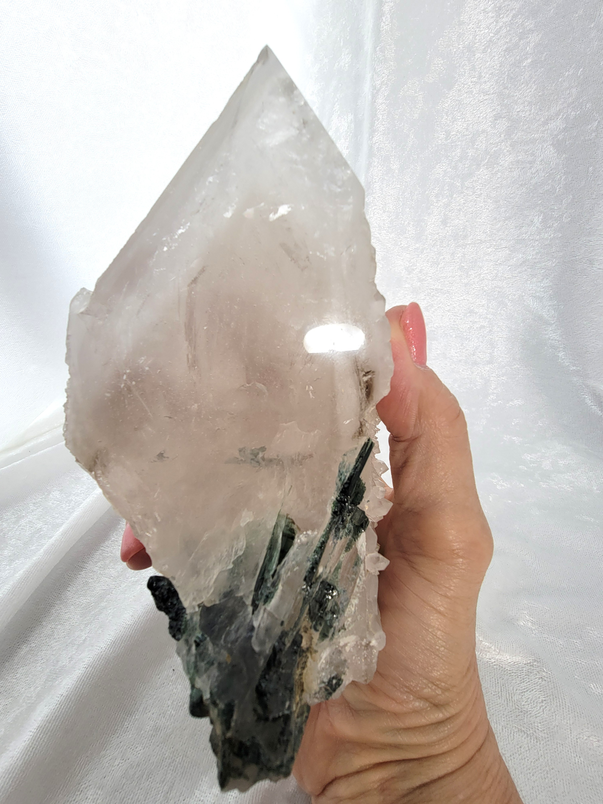 Quartz with Green Tourmaline & Phantom