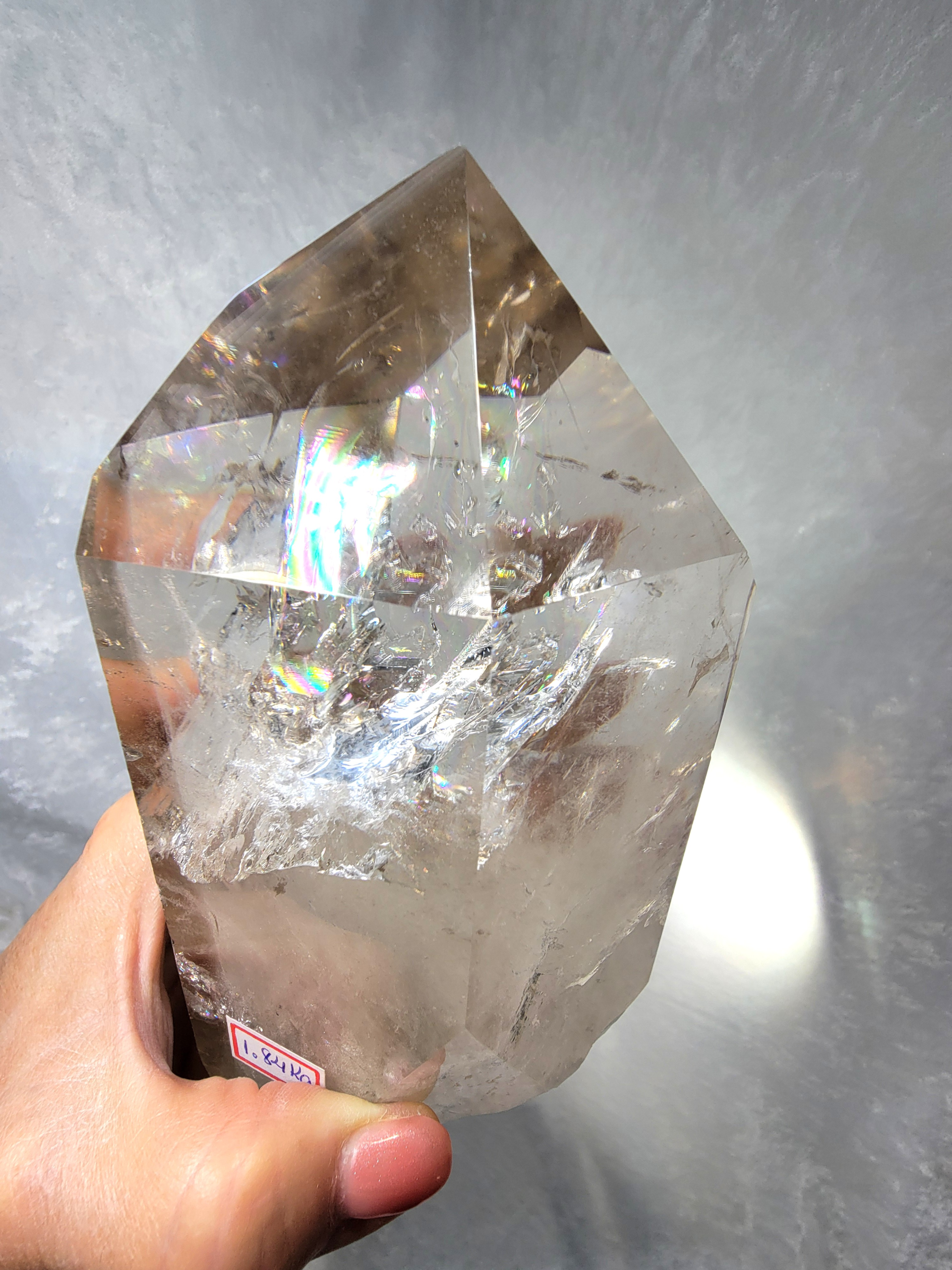 Smoky Quartz Tower with Rainbows