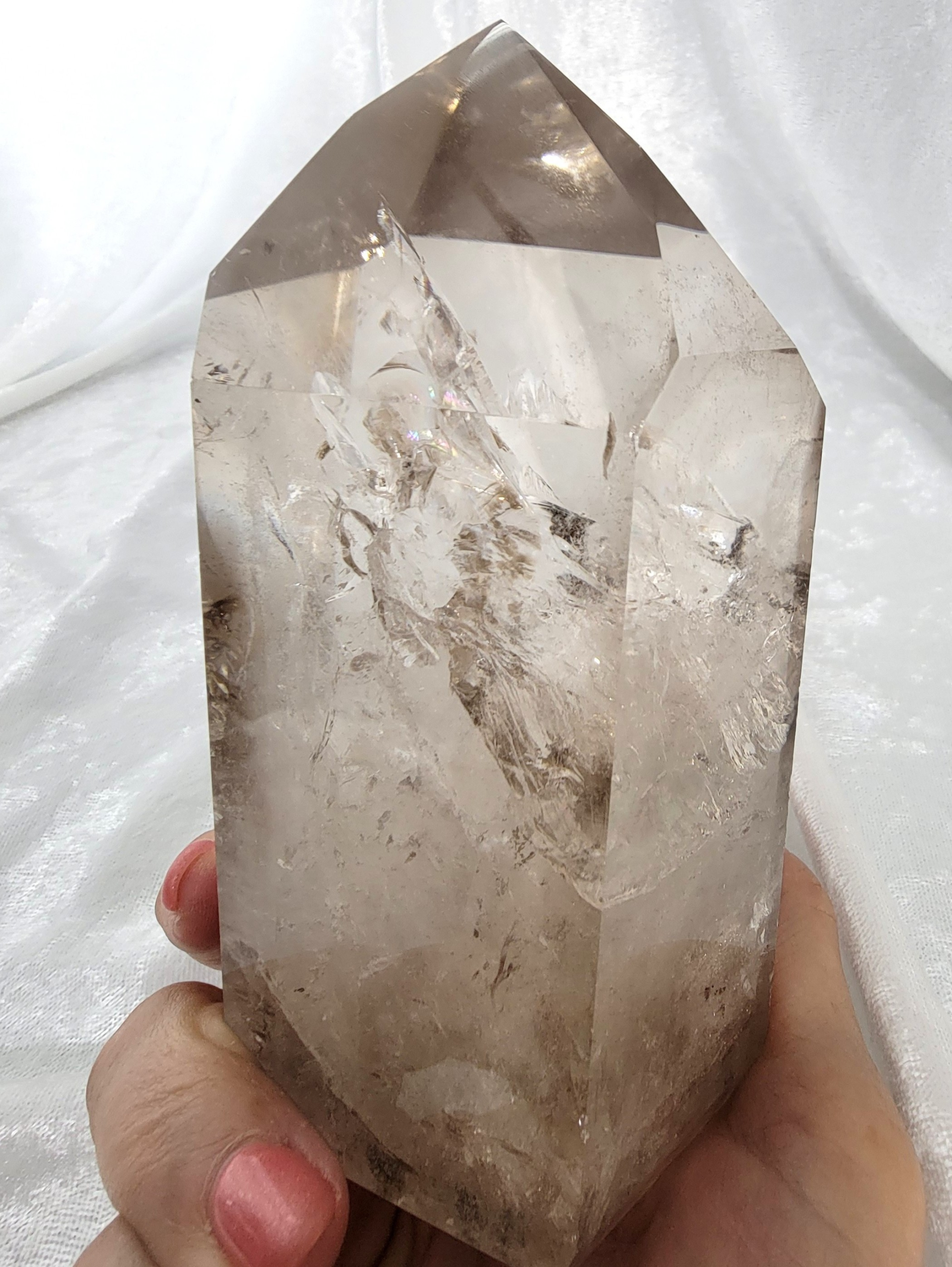 Smoky Quartz Tower with Rainbows - Image 3