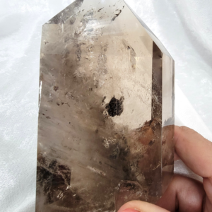 Polished Smoky Quartz Tower with Inclusions